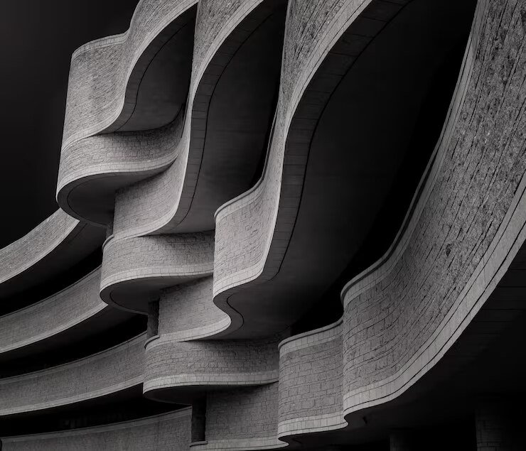 Sculptural concrete architecture detail